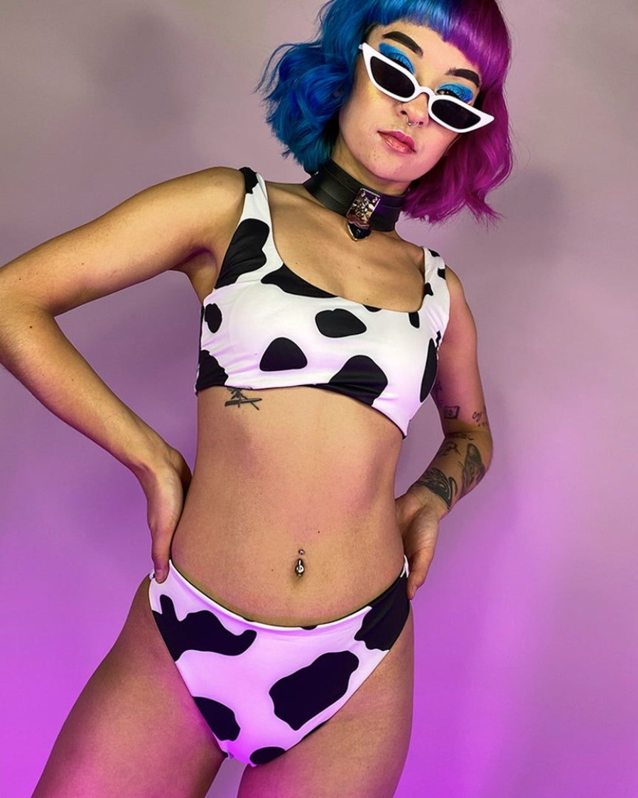 Womens * | Ae 2Pc Milkshake Cow Print Bikini Set New