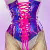 Womens * | J. Valentine Hot Pink Vinyl Holographic Corset Waist Cincher