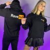 Womens * | 555Stickers Womens Rave Hub Standard Black Hoodie