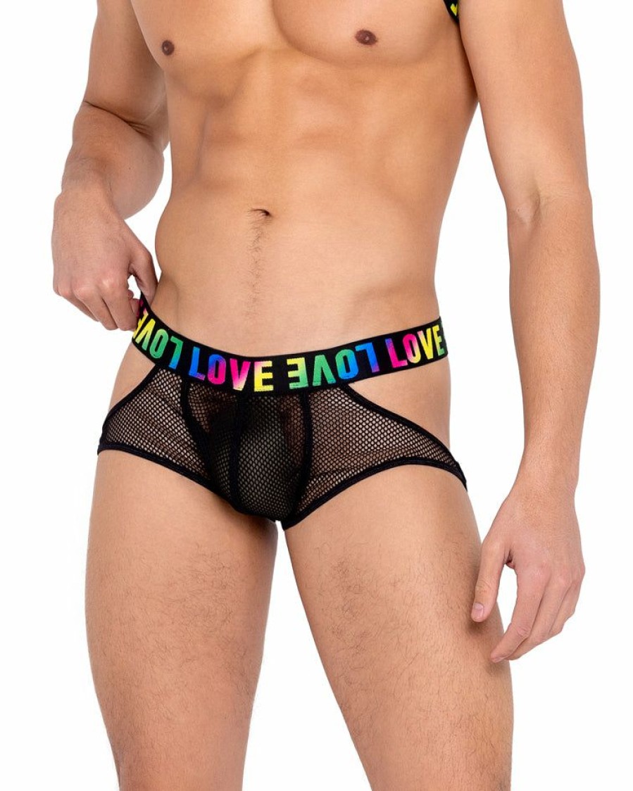 Womens * | Roma Rainbow Love Fishnet Jockstrap