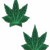 Accessories * | Pastease Indica Pot Leaf: Glitter Green Weed Nipple Pasties Accessories