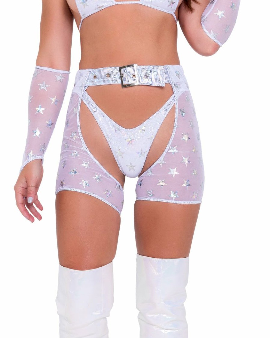 Womens * | Roma White Cosmic Stardust Chaps Womens