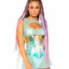 Womens * | J. Valentine Sea Ice / White Holographic Corset Waist Cincher Womens