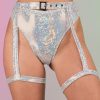 Womens * | Roma New Silver Aura Garter Belted Shorts