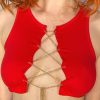 Womens * | Ae Peekaboo Chain Tank Top Red