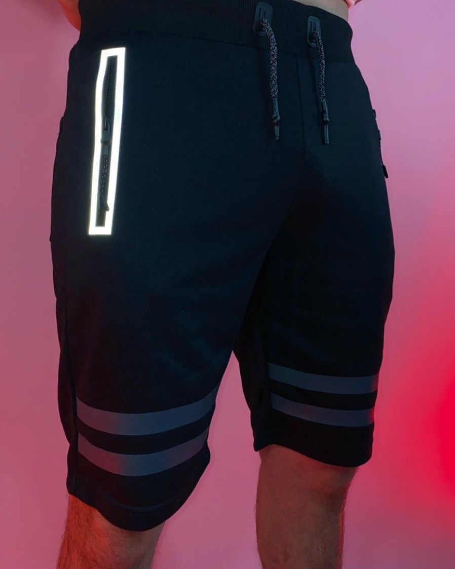 Mens * | Phillip Marciano Llc Mens Men'S Striped Reflective Jock Long Shorts