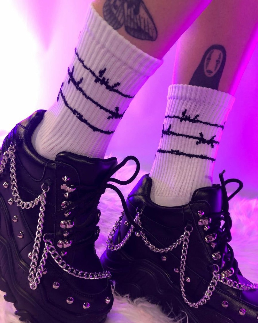 Accessories * | Ae Do Not Enter Barbed Wire Socks Womens