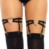 Womens * | Leg Avenue Heart Thigh High Black Garter Womens