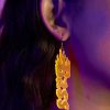 Accessories * | Nomad Kandi Bass Babe Orange Flame Earrings New Neon Orange