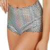 Womens * | Discontinued Silver Holographic Pyramids High-Waist Booty Shorts