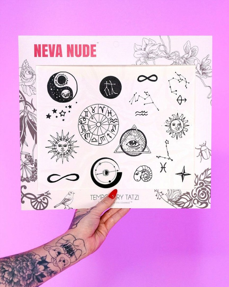 Accessories * | Neva Nude Zodiac Giant Temporary Tattoo Pack