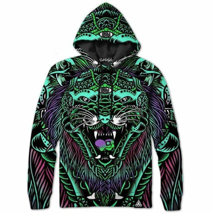 Mens * | Set 4 Lyfe Mens Acid Tiger Hoodie