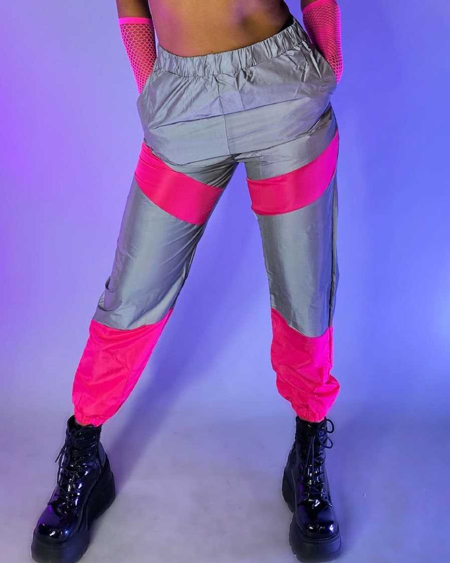 Womens * | Ae Reflective Contrast Joggers Pink