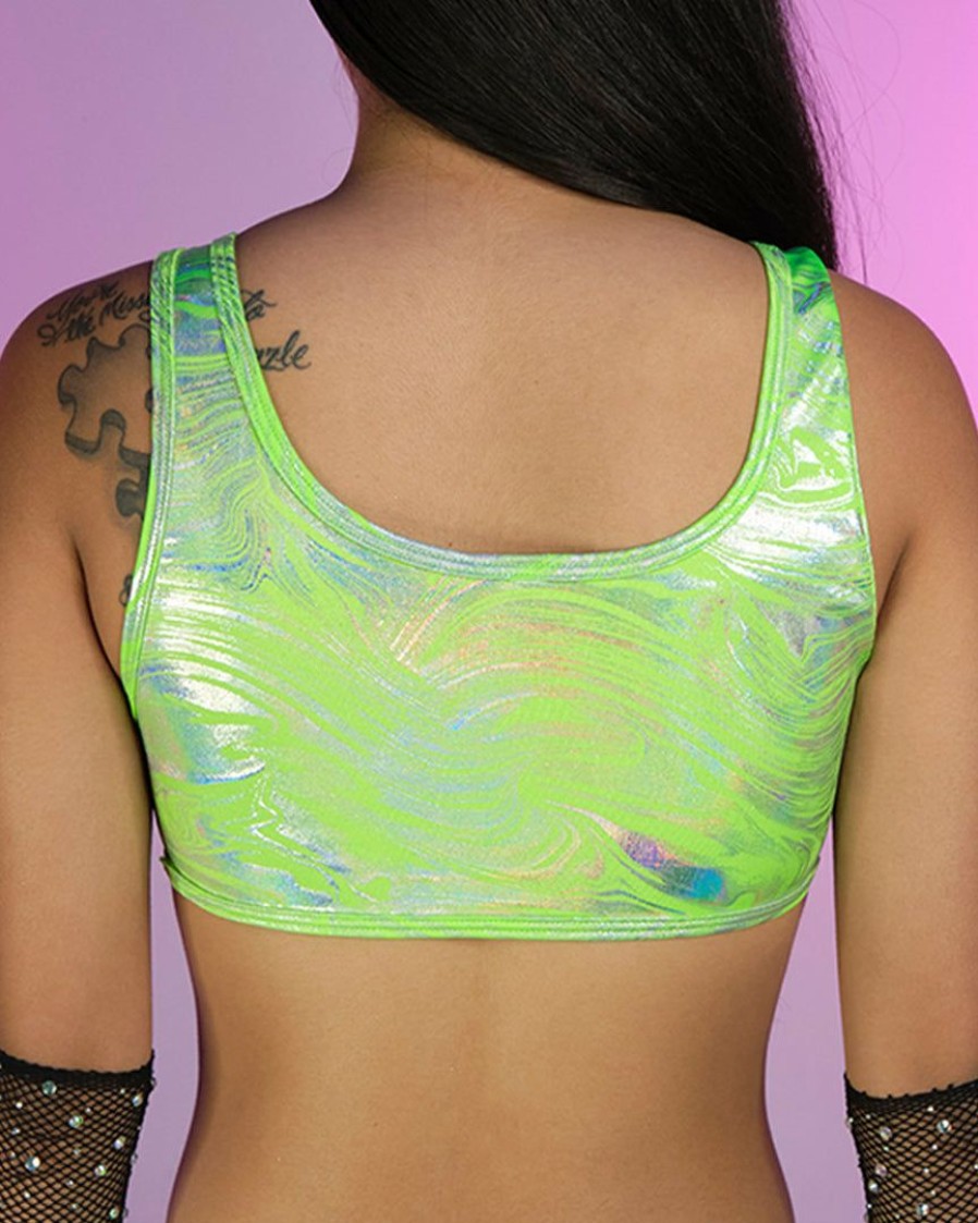 Womens * | Roma Hypnotic Green Keyhole Crop Top