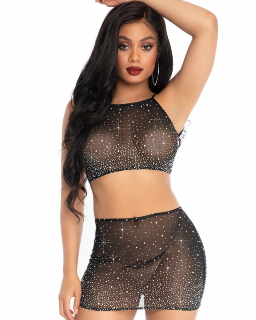 Womens * | Leg Avenue Iced Out 2Pc Rhinestone Set Womens