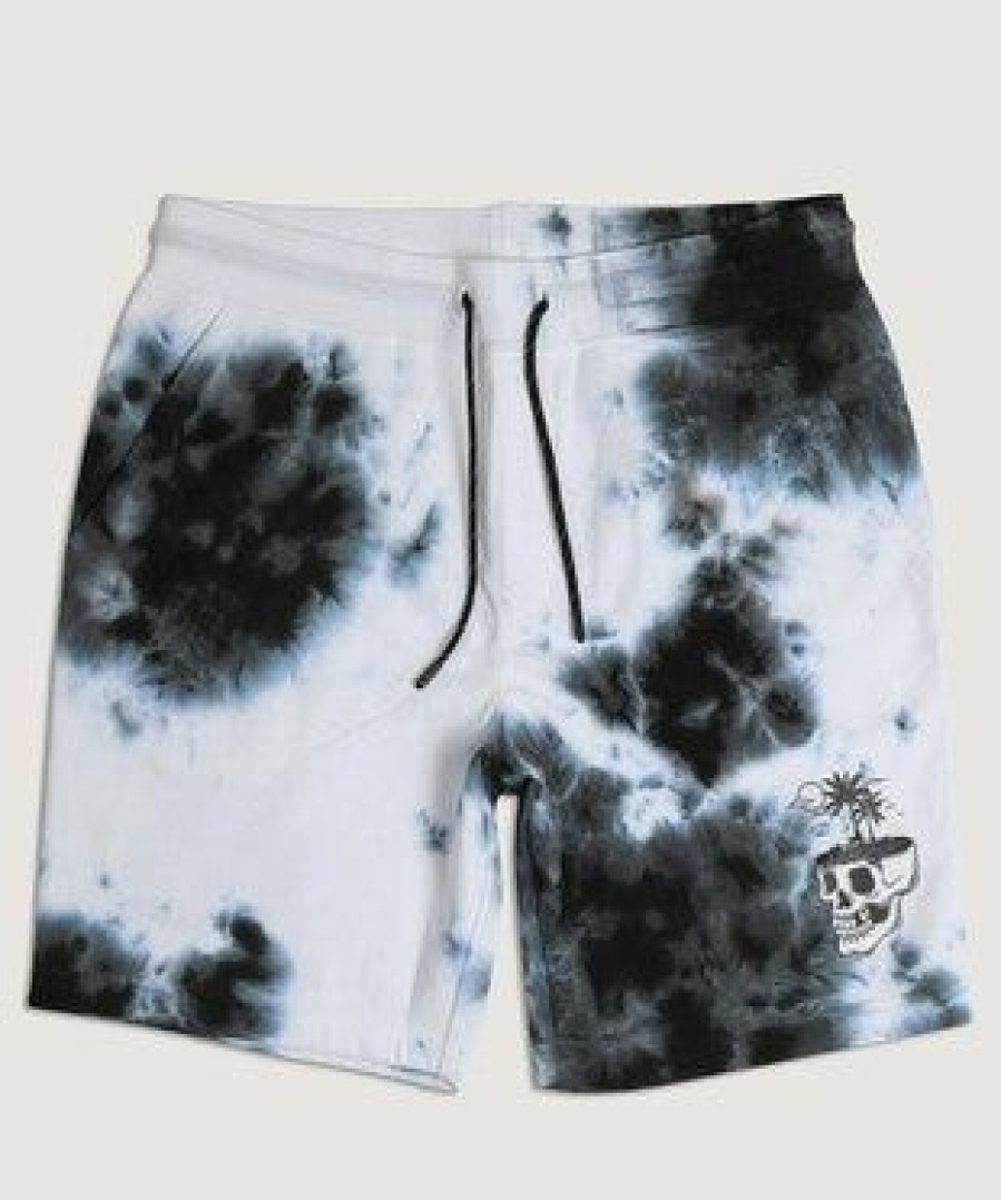 Womens * | Bjd Inc. Palm Skull Tie Dye Fleece Shorts