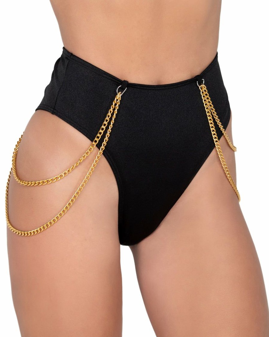 Womens * | Roma Candy Lane High Waisted Shorts With Chain Detail Rave Bottoms