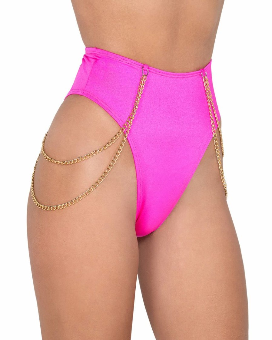 Womens * | Roma Candy Lane High Waisted Shorts With Chain Detail Rave Bottoms