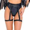 Womens * | Roma Womens Onyx Aura Garter Belted Shorts