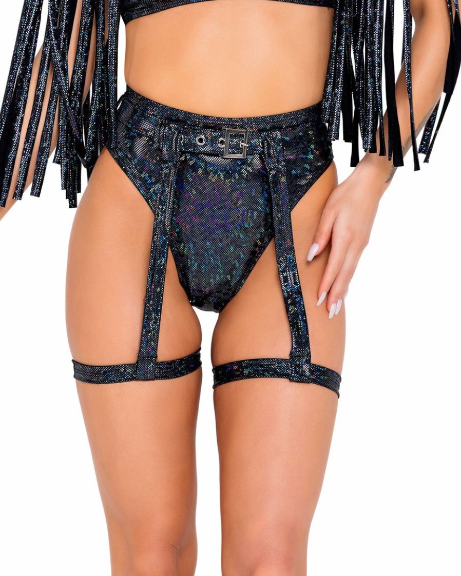 Womens * | Roma Womens Onyx Aura Garter Belted Shorts