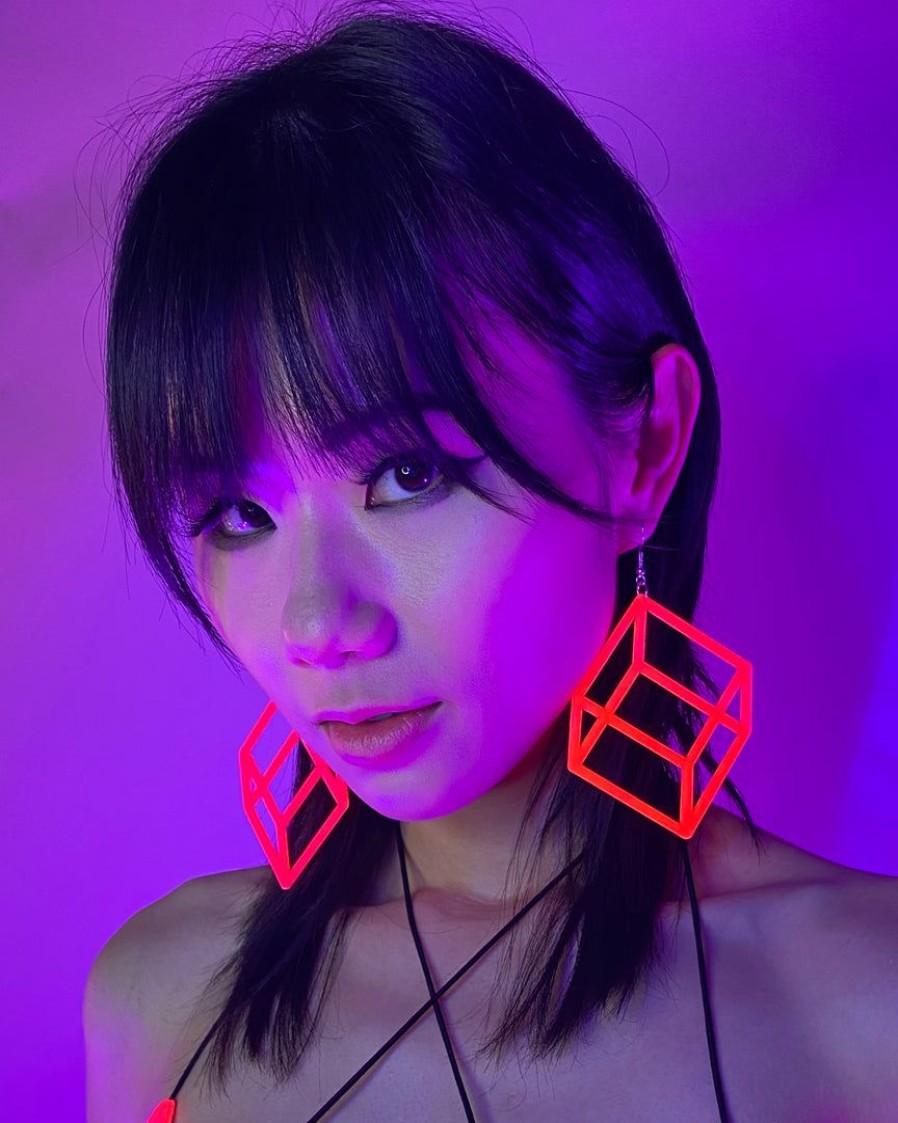 Accessories * | Ae New Cubed In Neon Pvc Earrings