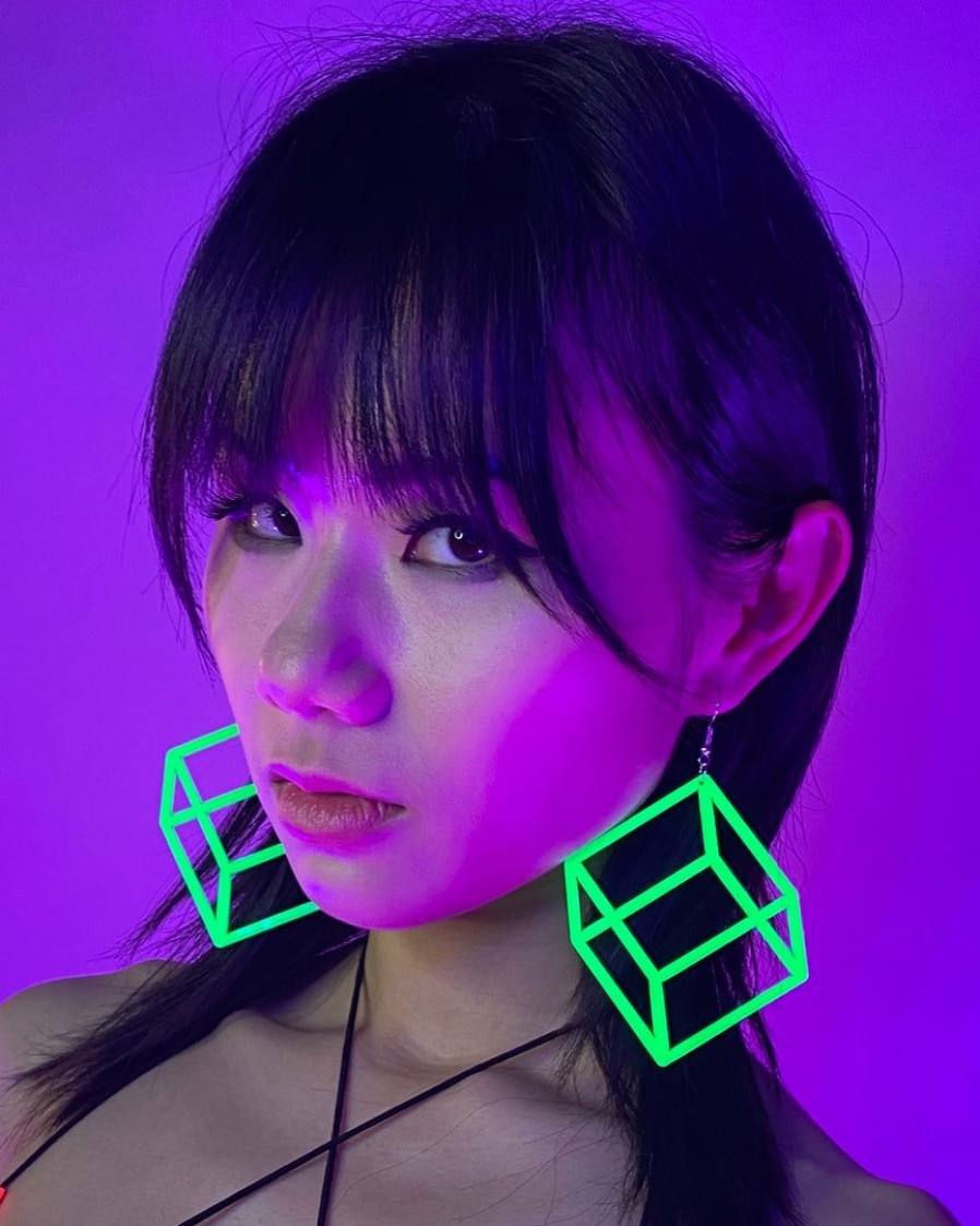 Accessories * | Ae New Cubed In Neon Pvc Earrings