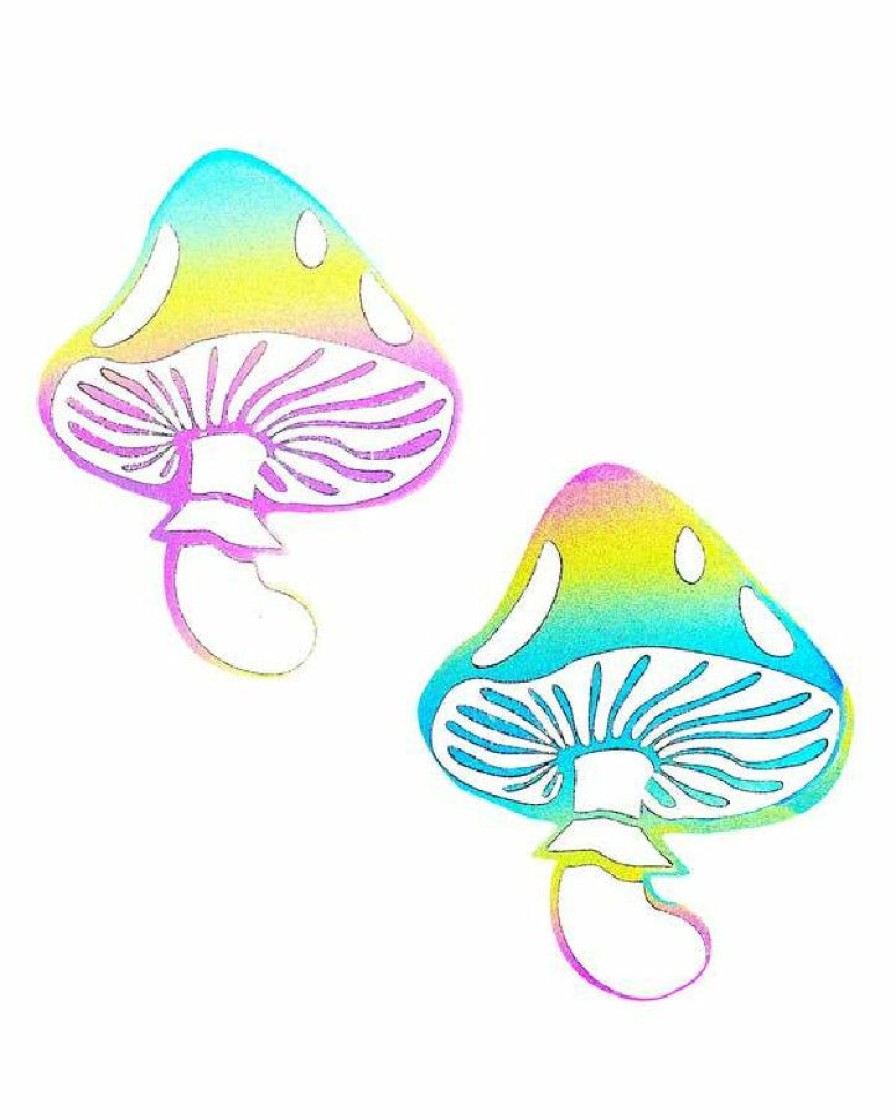 Accessories * | Neva Nude Rainbow Reflective Toadstool Mushroom Nipztix Pasties