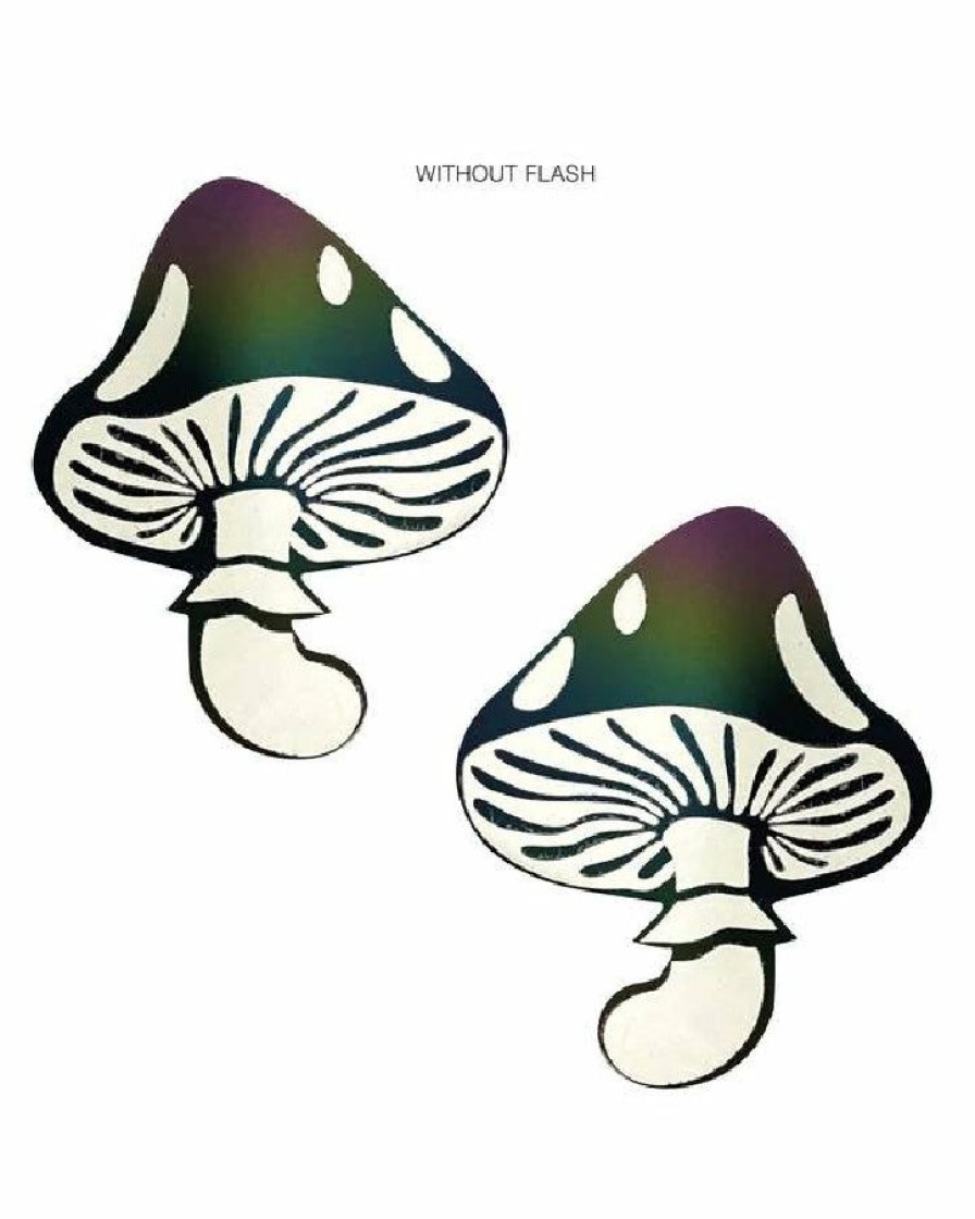 Accessories * | Neva Nude Rainbow Reflective Toadstool Mushroom Nipztix Pasties