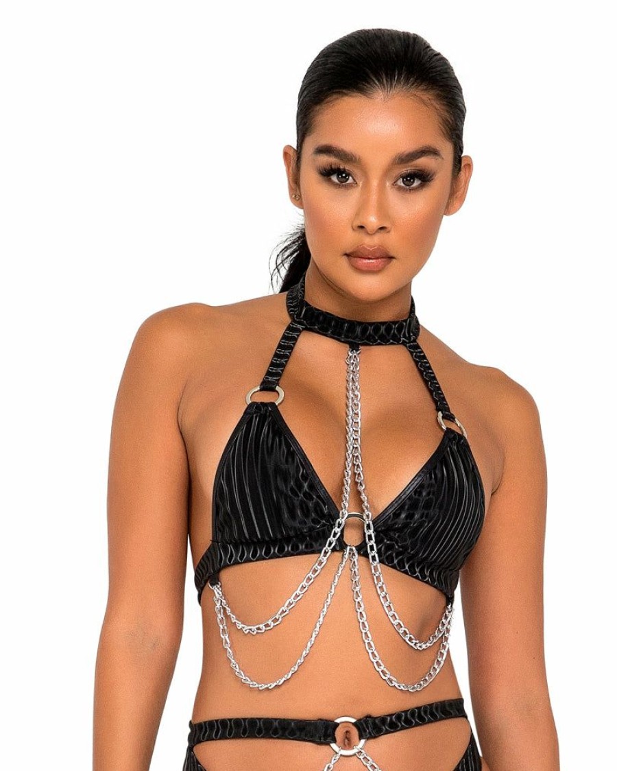 Womens * | Roma Womens High Fidelity Chain Halter Top