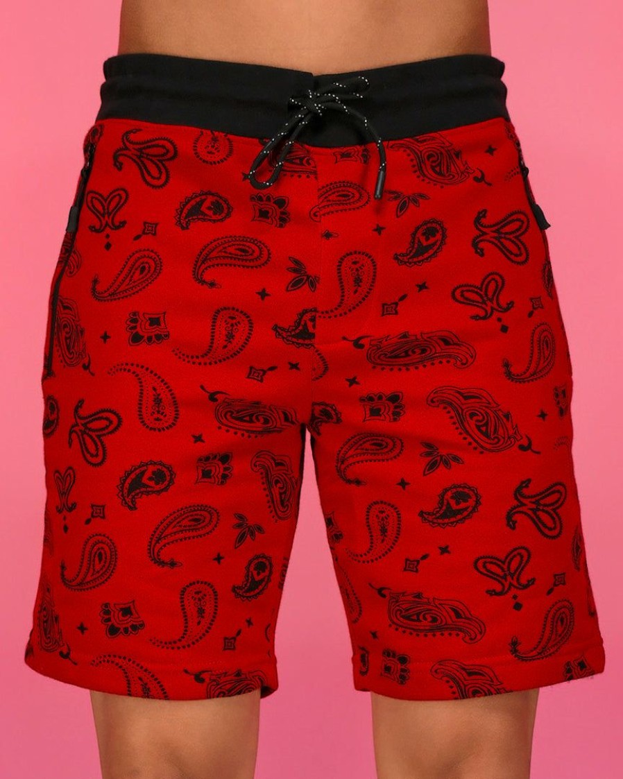 Womens * | Bjd Inc. Red Paisley Fleece Shorts