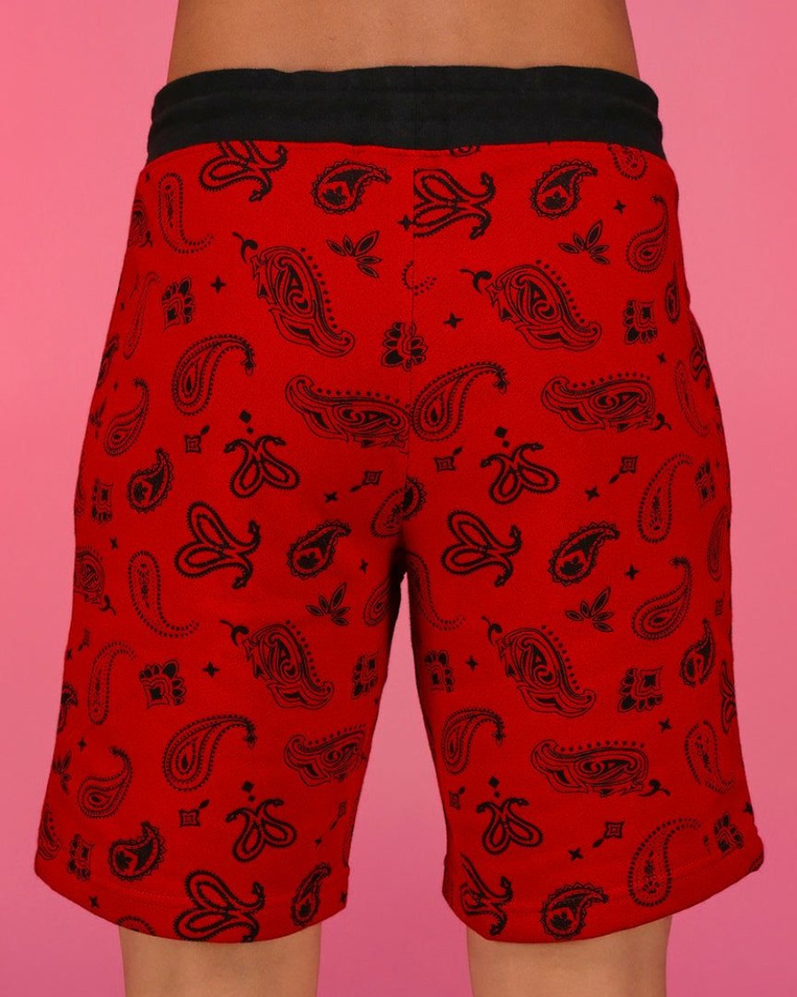 Womens * | Bjd Inc. Red Paisley Fleece Shorts