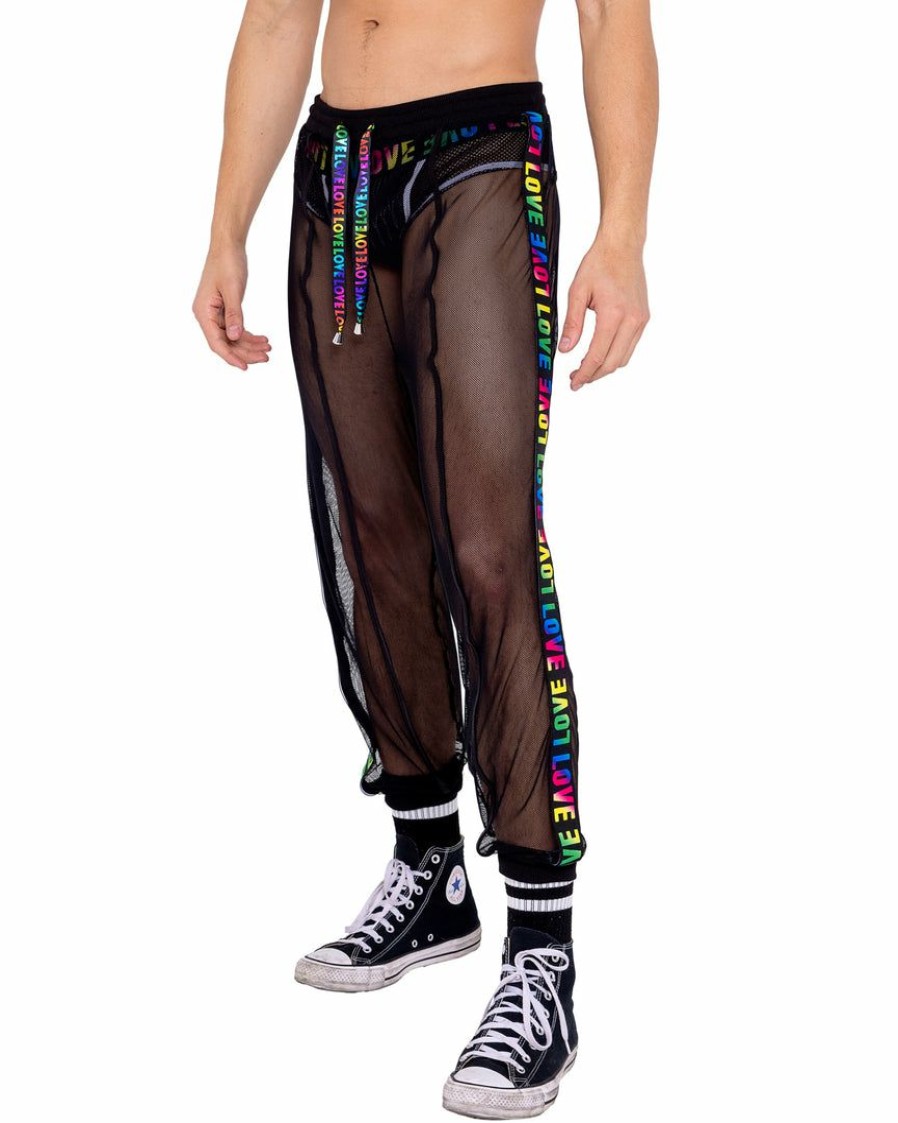 Womens * | Roma Rainbow Love Fishnet Joggers