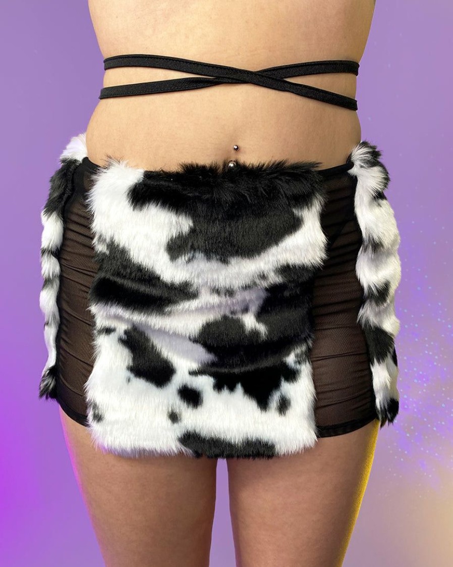 Womens * | Ohyes Fashion New Udderly Yours Cow Fuzzy Mini Skirt