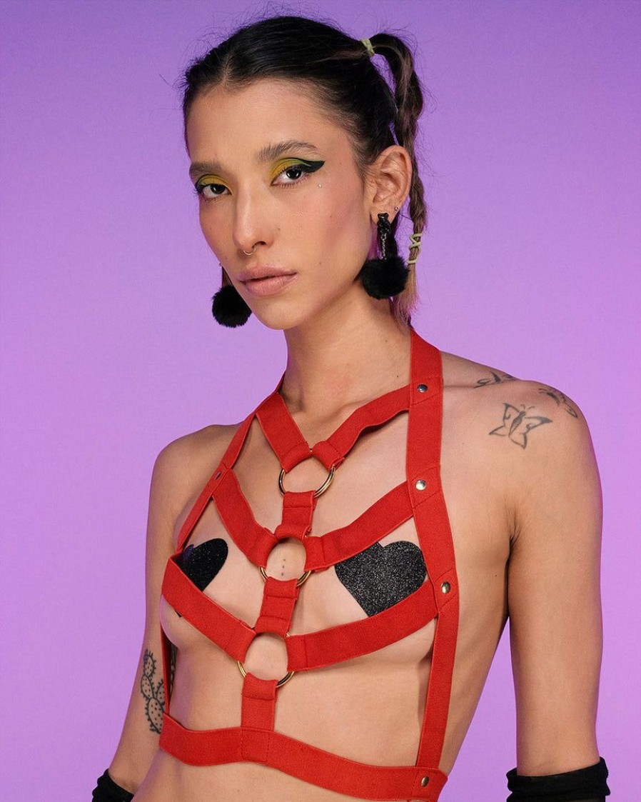 Womens * | Daisy'S Corsets New Scarlet Ecstasy Stretchy Harness Top