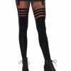 Accessories * | Leg Avenue Seamless Opaque Striped Faux Thigh High Leg Wear