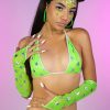 Womens * | Roma Green Cosmic Stardust Bikini Tie Top