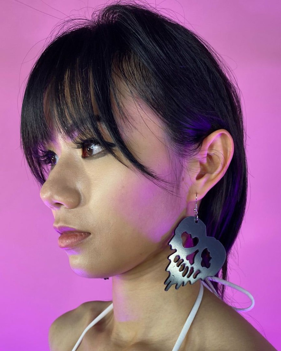 Accessories * | Ae Melt My Mind Skull Pvc Earrings Accessories