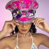 Accessories * | Kbw Pink Sands Sequin Captain Hat New