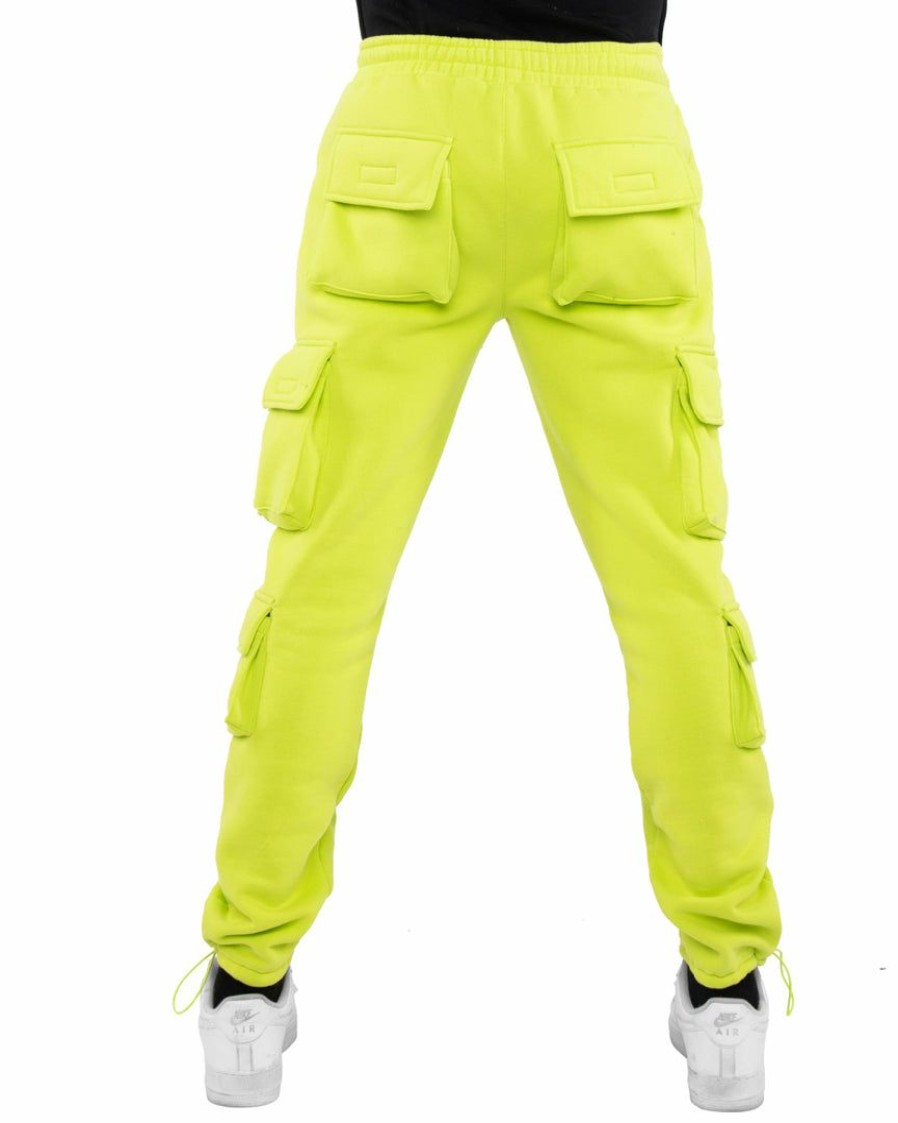 Womens * | Eptm Womens Bright Lights Neon Yellow Fleece Cargo Pants