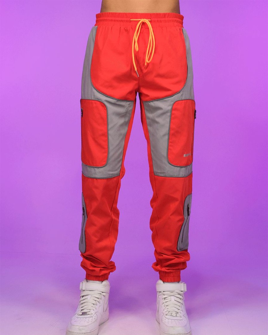 Womens * | Eptm Fire Red & Grey Nylon Pants