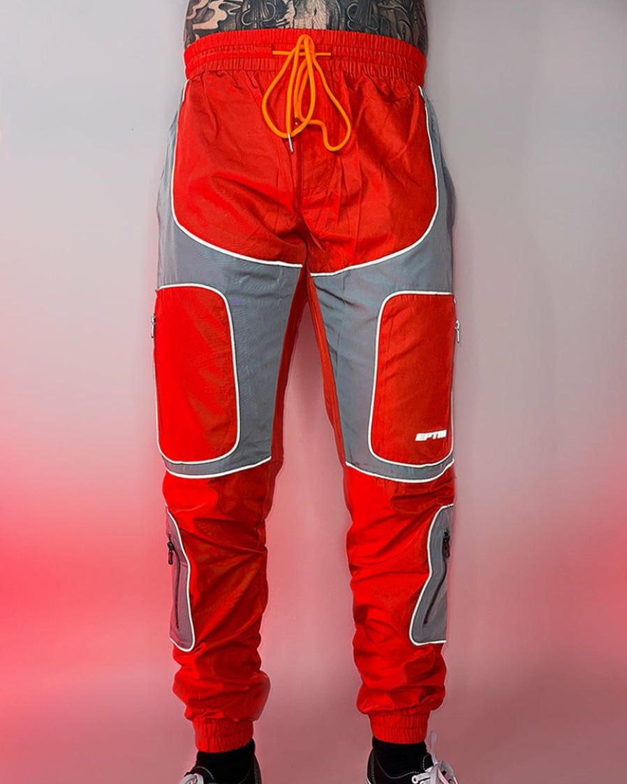 Womens * | Eptm Fire Red & Grey Nylon Pants