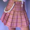 Womens * | Ae Plaid Pleated Skirt Pink