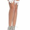 Accessories * | Leg Avenue Leg Wear Fence Net Bow Thigh Highs White