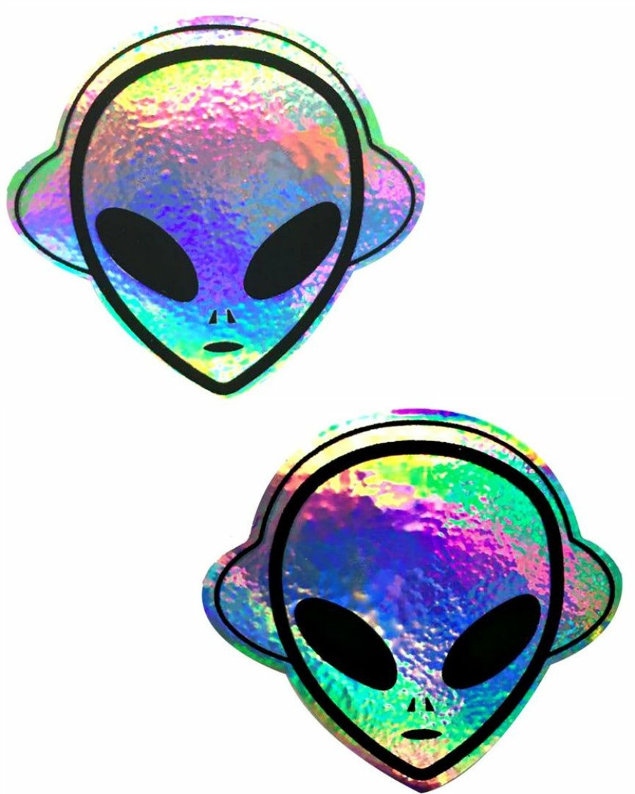 Accessories * | Neva Nude Holographic Silver Alien Beat Pasties