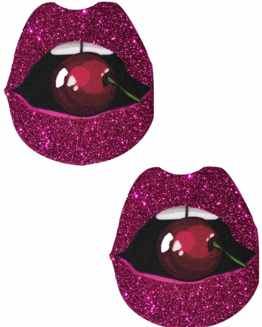 Accessories * | Neva Nude Poppin' Cherries Glitter Lips Nipple Pasties Accessories