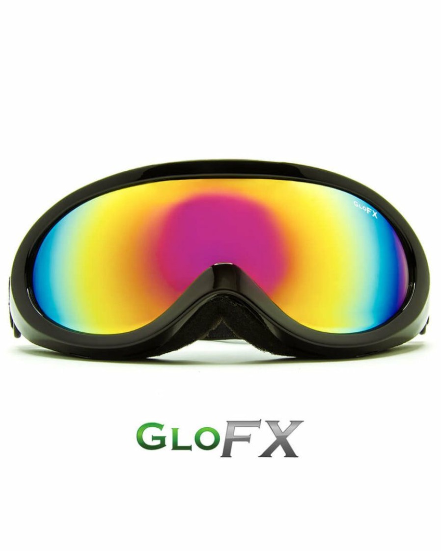 Accessories * | Glofx Black Diffraction Ski Goggles Rainbow Gradient Womens