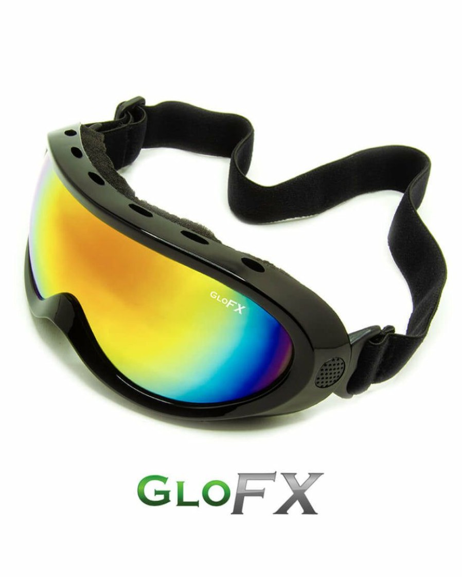 Accessories * | Glofx Black Diffraction Ski Goggles Rainbow Gradient Womens