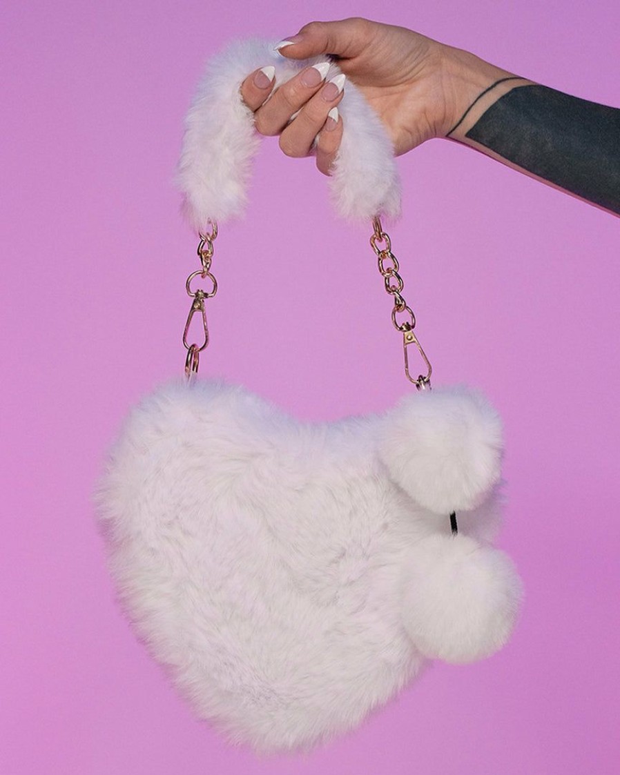 Accessories * | Ae In Love With You Fuzzy Heart Purse New