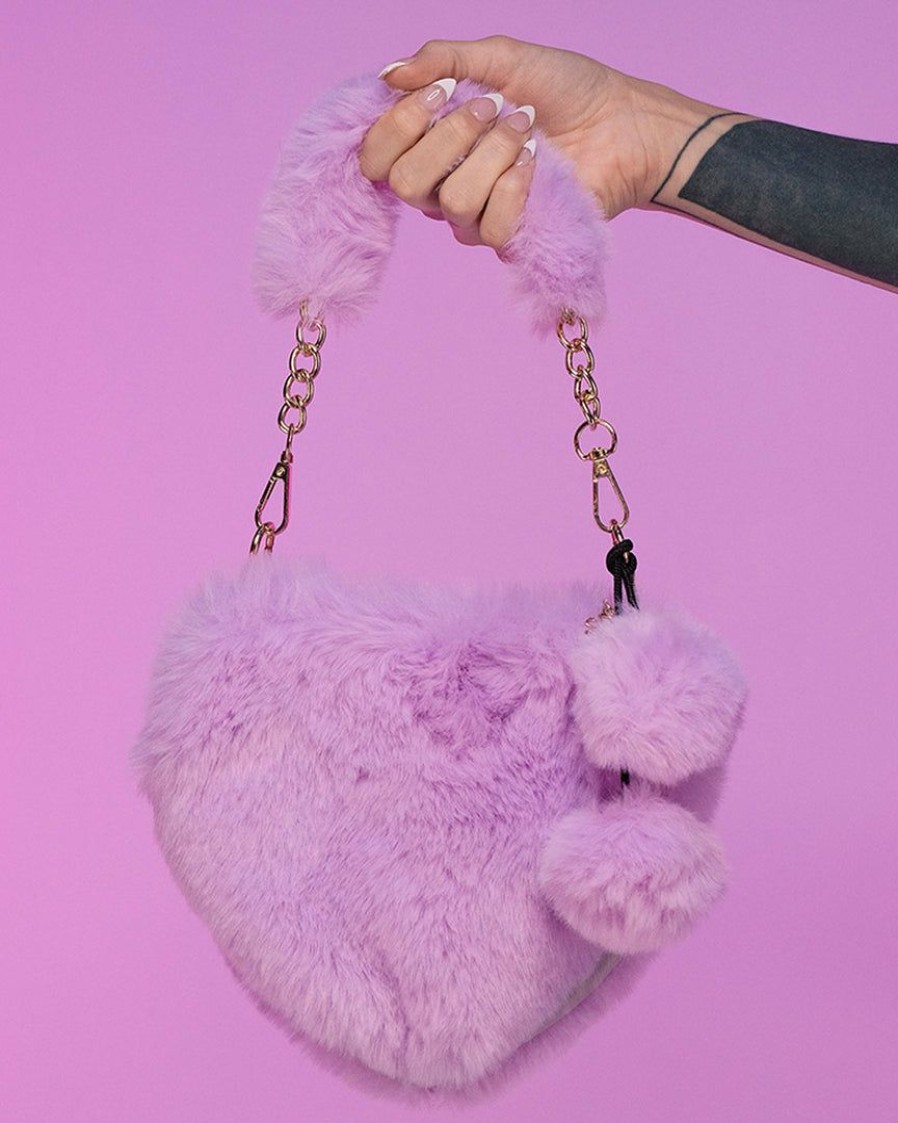 Accessories * | Ae In Love With You Fuzzy Heart Purse New