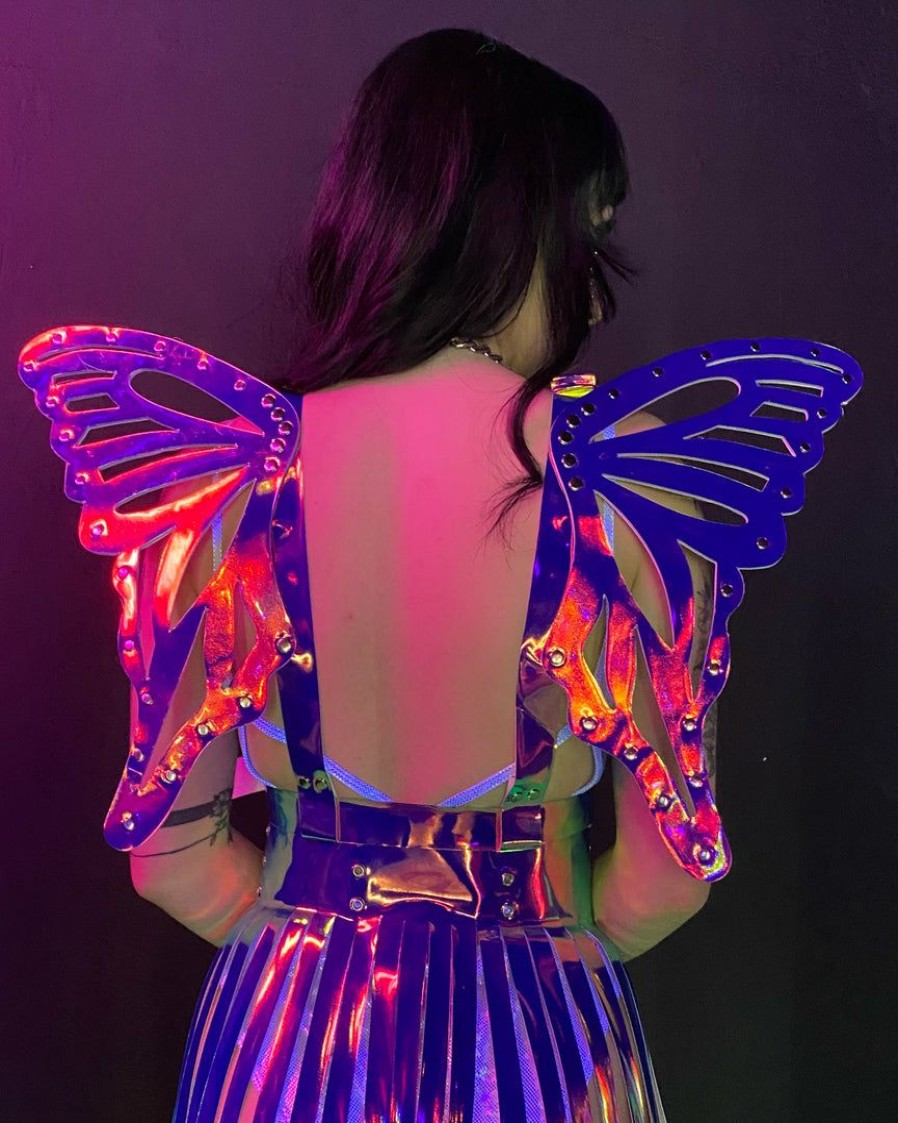 Womens * | Daisy'S Corsets New Dark Holo Wings Harness